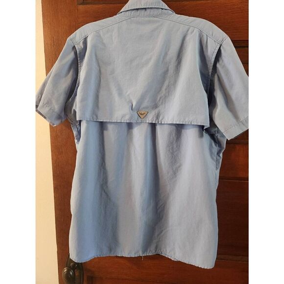 Columbia PFG medium double pocket button-down light blue shirt mens/women's - Picture 6 of 11